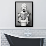 Bedlington Terrier Framed Art Print Wall Decor, Funny Bathroom Decor, Animal In Toilet