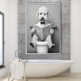 Bedlington Terrier Framed Canvas Prints Wall Art, Funny Bathroom Decor, Animal In Toilet
