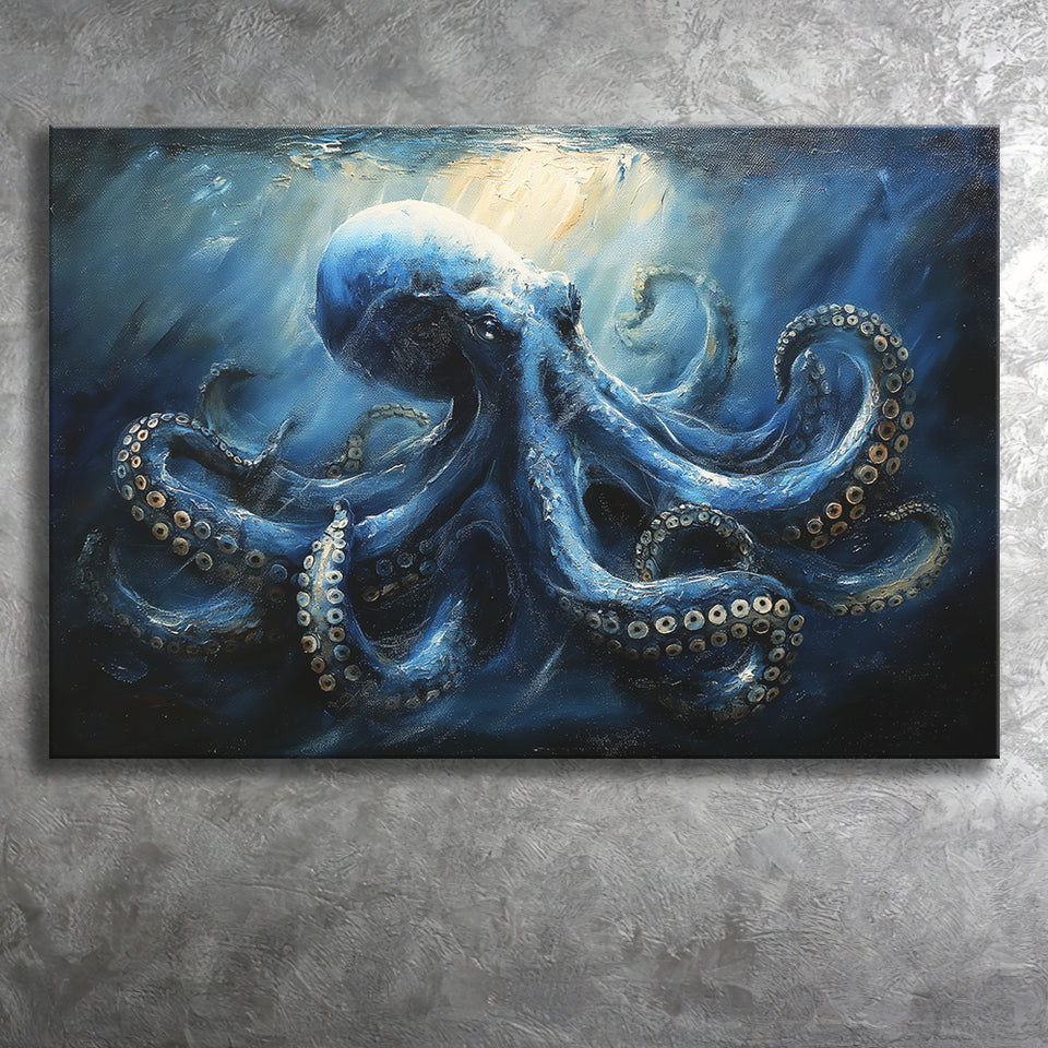 Big Kraken In The Sea Ocean Acrylic Painting, Art Print, Canvas Print Wall Art Home Decor