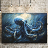 Big Kraken In The Sea Ocean Acrylic Painting, Art Print, Canvas Print Wall Art Home Decor