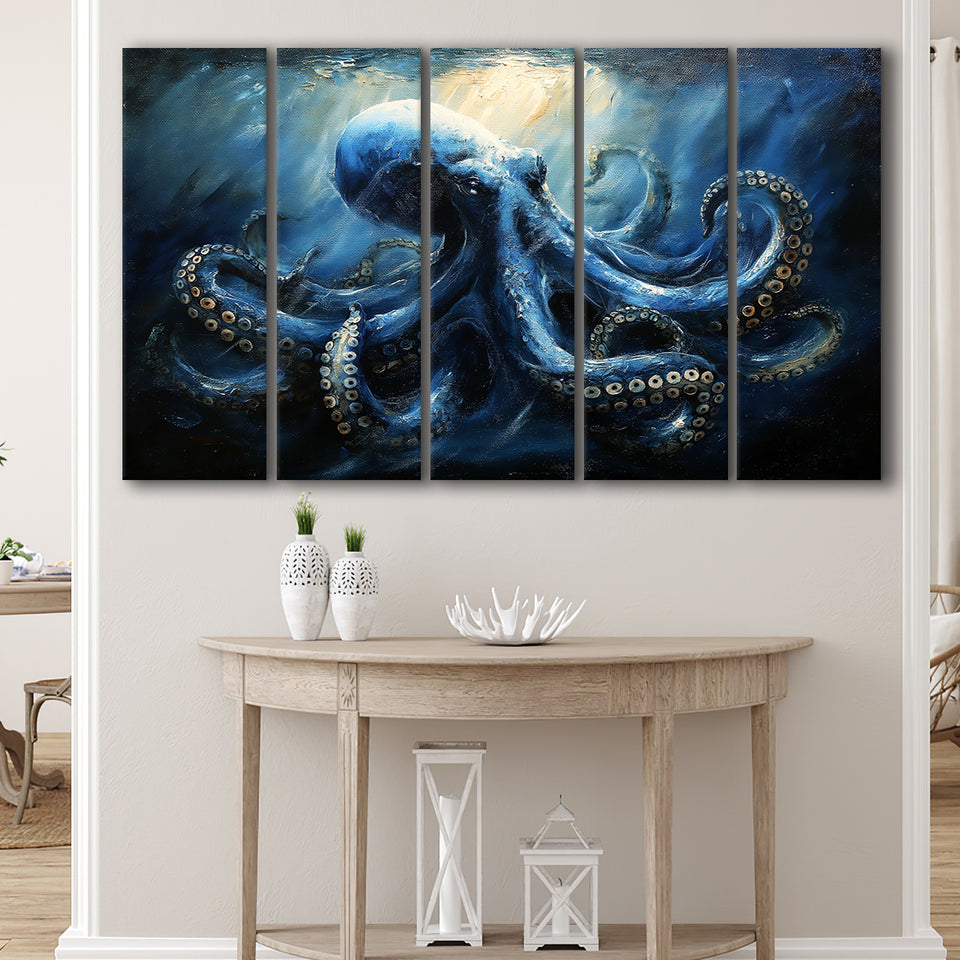 Big Kraken In The Sea Ocean Acrylic Painting, Extra Large Canvas, Canvas Print Wall Art Decor