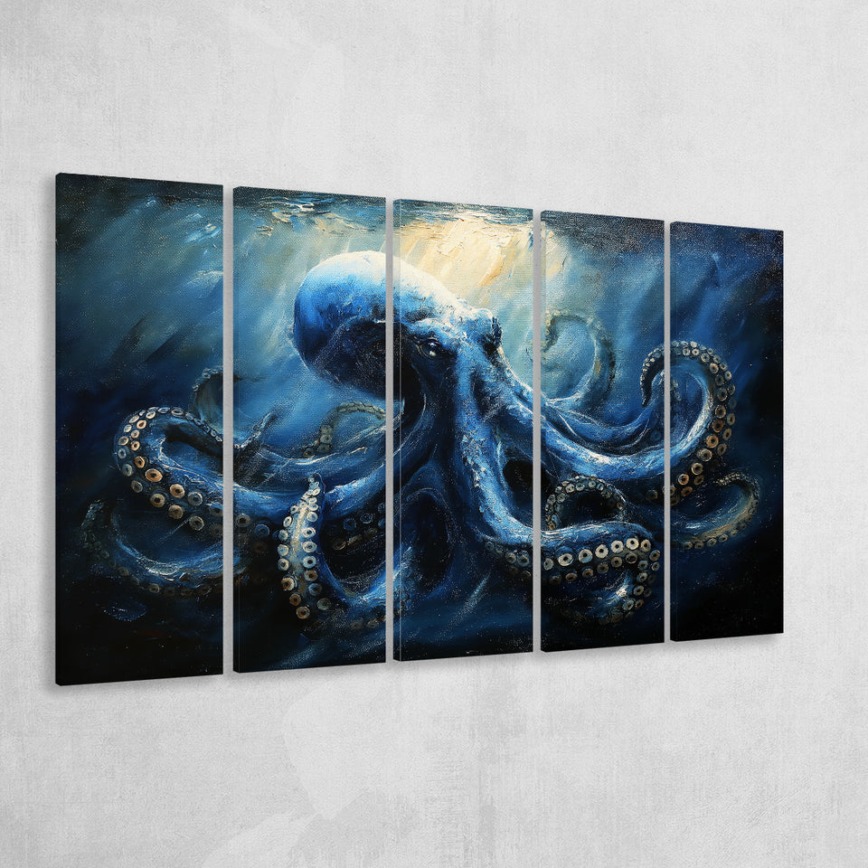 Big Kraken In The Sea Ocean Acrylic Painting, Extra Large Canvas, Canvas Print Wall Art Decor