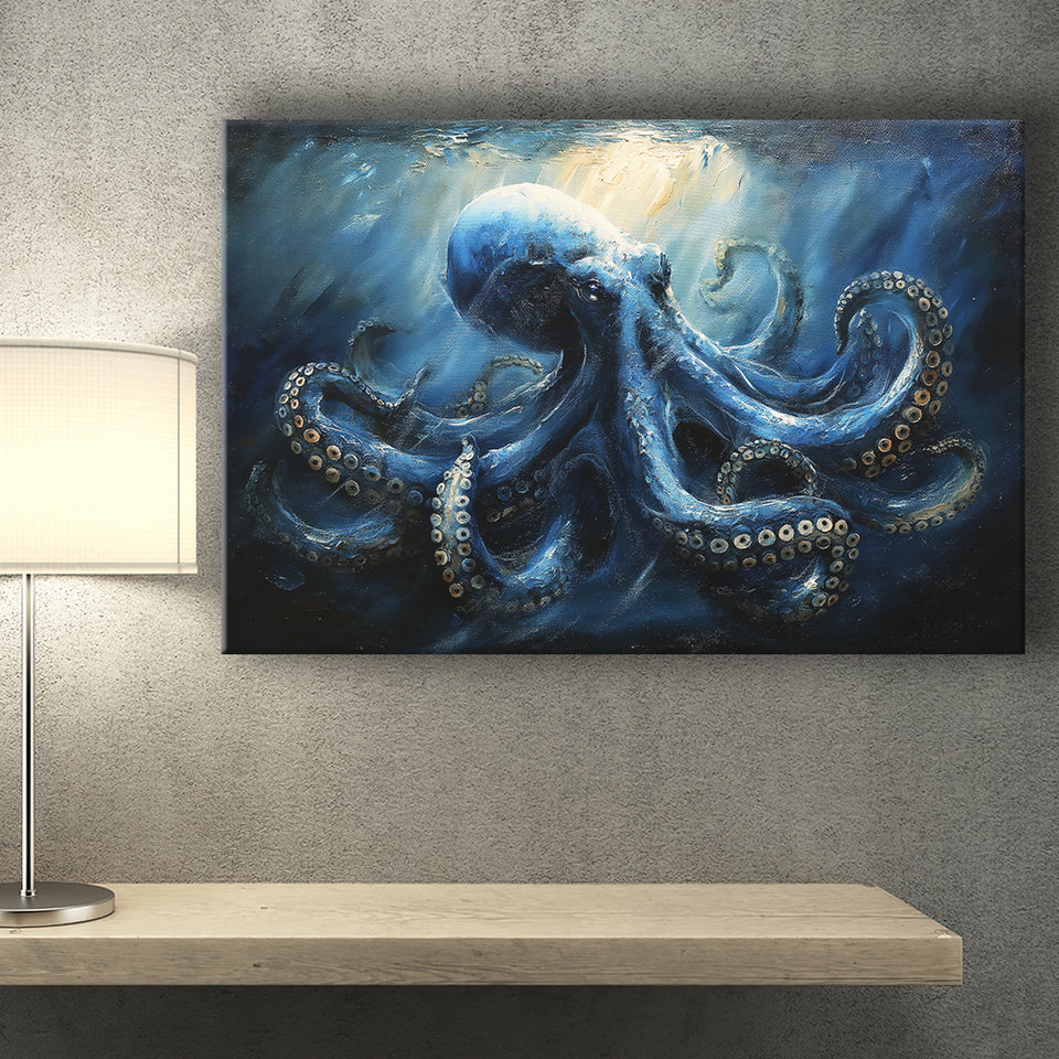 Big Kraken In The Sea Ocean Acrylic Painting, Art Print, Canvas Print Wall Art Home Decor