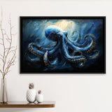Big Kraken In The Sea Ocean Acrylic Painting, Floating Frame, Framed Canvas Print Wall Art Home Decor