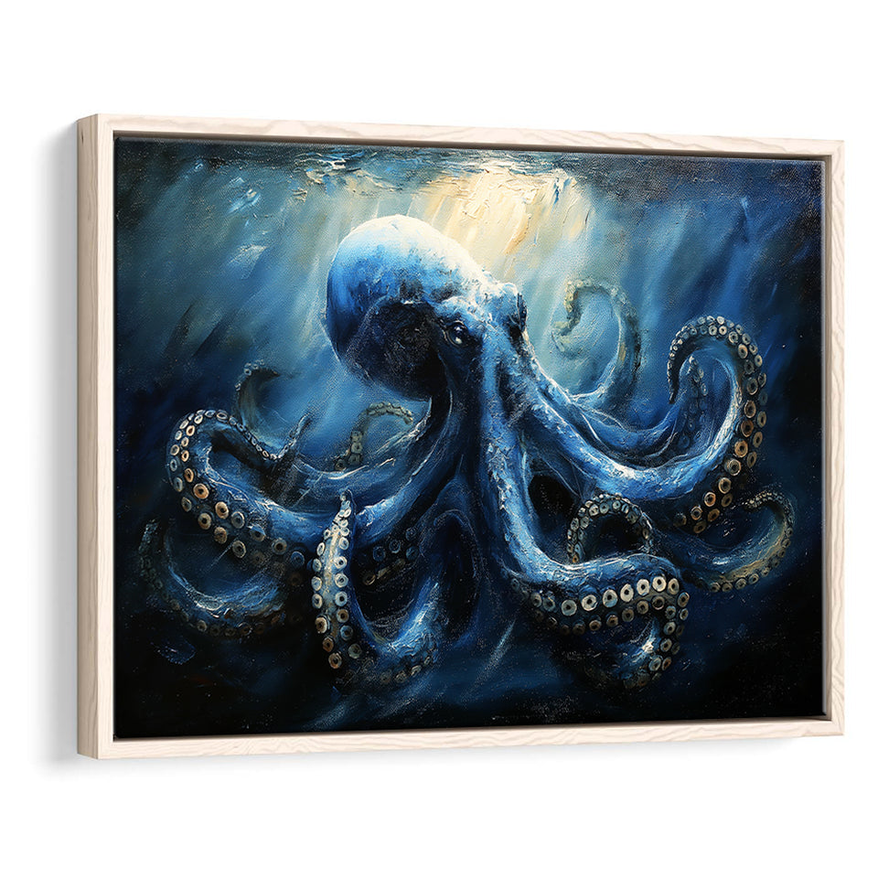 Big Kraken In The Sea Ocean Acrylic Painting, Floating Frame