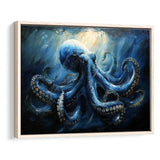 Big Kraken In The Sea Ocean Acrylic Painting, Floating Frame, Framed Canvas Print Wall Art Home Decor