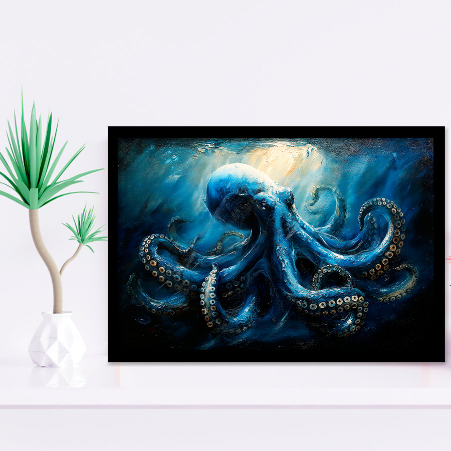 Big Kraken In The Sea Ocean Acrylic Painting, Painting Art, Framed Art Print Wall Art Home Decor