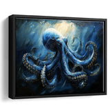 Big Kraken In The Sea Ocean Acrylic Painting, Floating Frame, Framed Canvas Print Wall Art Home Decor