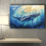 Big Whale In The  Blue Sea Ocean Watercolor Painting, Art Print, Canvas Print Wall Art Home Decor