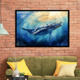Big Whale In The  Blue Sea Ocean Watercolor Painting, Painting Art, Framed Art Print Wall Art Home Decor
