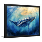 Big Whale In The  Blue Sea Ocean Watercolor Painting, Painting Art, Framed Art Print Wall Art Home Decor