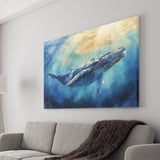 Big Whale In The  Blue Sea Ocean Watercolor Painting, Art Print, Canvas Print Wall Art Home Decor