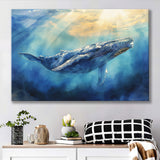 Big Whale In The  Blue Sea Ocean Watercolor Painting, Art Print, Canvas Print Wall Art Home Decor