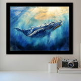 Big Whale In The  Blue Sea Ocean Watercolor Painting, Painting Art, Framed Art Print Wall Art Home Decor