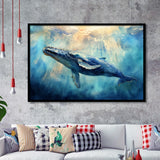 Big Whale In The Sea Ocean Watercolor Painting  V1, Painting Art, Framed Art Print Wall Art Home Decor