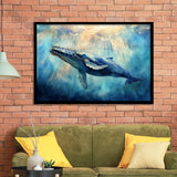 Big Whale In The Sea Ocean Watercolor Painting  V1, Painting Art, Framed Art Print Wall Art Home Decor