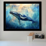 Big Whale In The Sea Ocean Watercolor Painting  V1, Painting Art, Framed Art Print Wall Art Home Decor