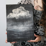 Big White Cloud Raining Below And Storming Oil Paint, Canvas Painting, Canvas Print Wall Art Decor