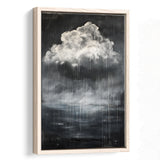 Big White Cloud Raining Below And Storming Oil Paint,Framed Canvas Prints Wall Art Decor, Floating Frame