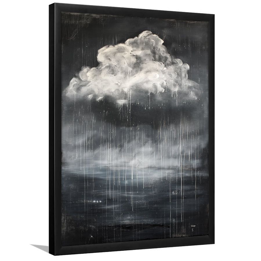 Big White Cloud Raining Below And Storming Oil Paint,Framed Art Prints Wall Decor, Picture Framed