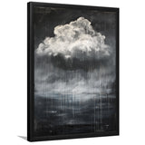 Big White Cloud Raining Below And Storming Oil Paint,Framed Art Prints Wall Decor, Picture Framed