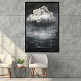 Big White Cloud Raining Below And Storming Oil Paint,Framed Canvas Prints Wall Art Decor, Floating Frame