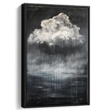 Big White Cloud Raining Below And Storming Oil Paint,Framed Canvas Prints Wall Art Decor, Floating Frame