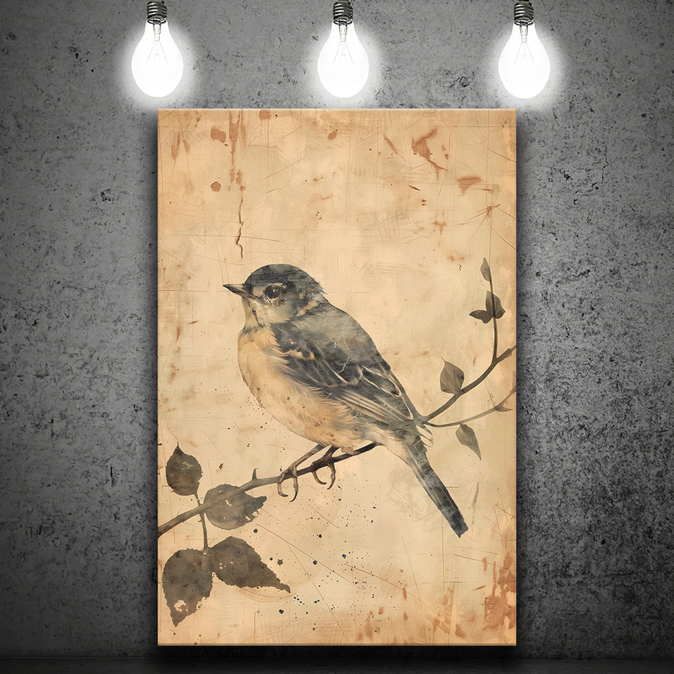 Bird Sketch  Vintage Style Painting, Canvas Prints Wall Art Home Decor, Painting Canvas Art