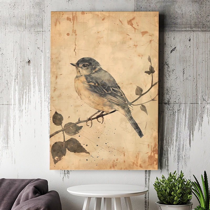 Bird Sketch  Vintage Style Painting, Canvas Prints Wall Art Home Decor, Painting Canvas Art