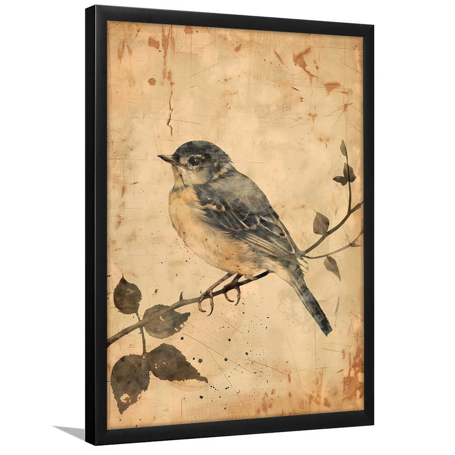 Bird Sketch  Vintage Style Painting, Framed Art Prints Wall Decor, Picture Framed Painting