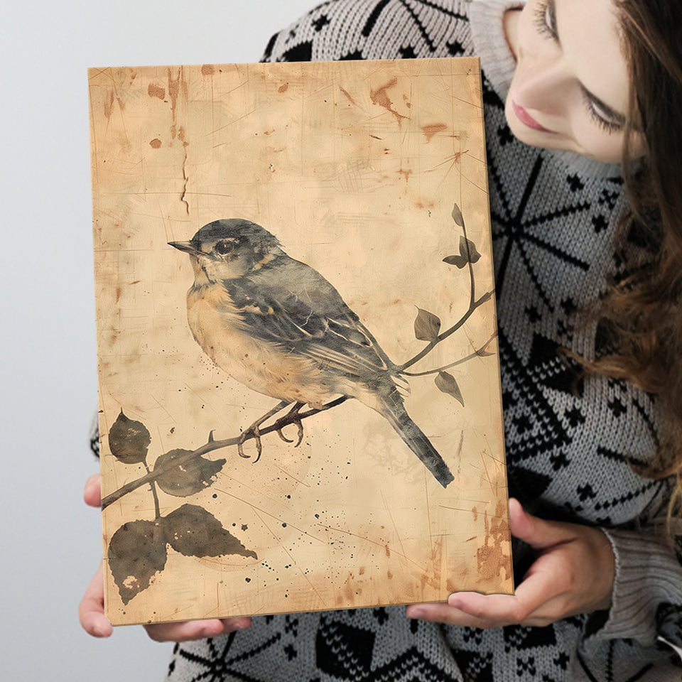 Bird Sketch  Vintage Style Painting, Canvas Prints Wall Art Home Decor, Painting Canvas Art