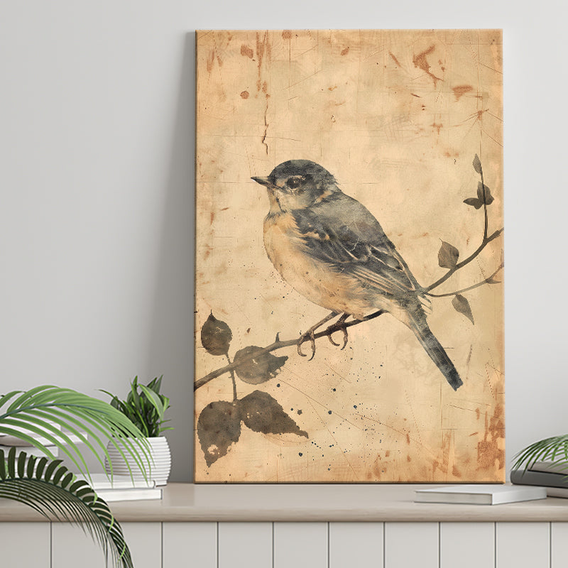 Bird Sketch  Vintage Style Painting, Canvas Prints Wall Art Home Decor, Painting Canvas Art
