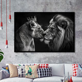 Black And White Couple Lion Art, Painting Art, Framed Art Print Wall Art Home Decor