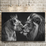 Black And White Couple Lion Art, Art Print, Canvas Print Wall Art Home Decor