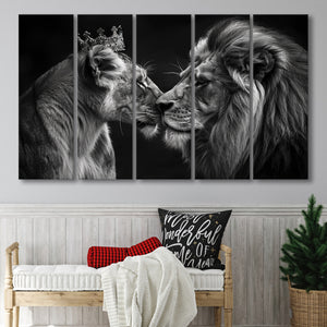 Black And White Couple Lion Art, Extra Large Canvas, Canvas Print Wall Art Decor