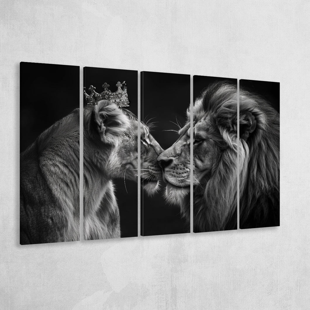 Black And White Couple Lion Art, Extra Large Canvas, Canvas Print Wall Art Decor