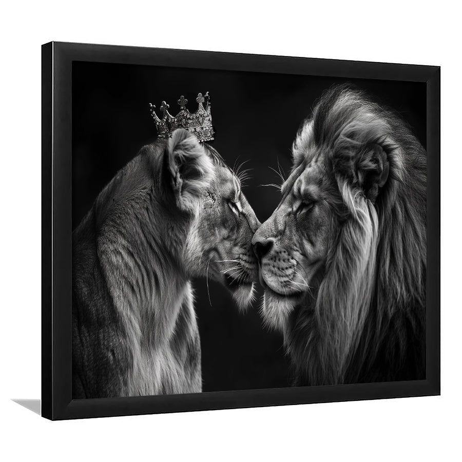 Black And White Couple Lion Art, Painting Art, Framed Art Print Wall Art Home Decor