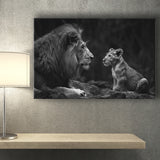 Black And White Lion Dad And Son, Art Print, Canvas Print Wall Art Home Decor