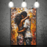 Black Couple Love Huging Painting Art, Canvas Painting, Canvas Print Wall Art Decor