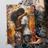 Black Couple Love Huging Painting Art, Canvas Painting, Canvas Print Wall Art Decor