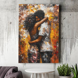 Black Couple Love Huging Painting Art, Canvas Painting, Canvas Print Wall Art Decor