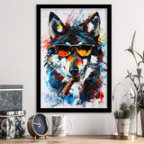 Black Wolf Wearing Sungglasses And Smooking Cigar Oil Painting, Framed Art Prints Wall Decor, Picture Framed Painting
