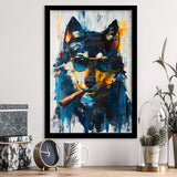 Black Wolf Wearing Sungglasses And Smooking Cigar V1, Framed Art Prints Wall Decor, Picture Framed Painting