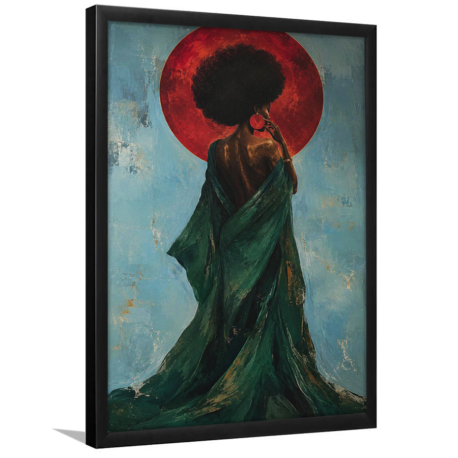 Black Woman Profile Art Print, Textured Black Art, Blue And Emerald Portrait, Framed Art Print, Fine Art Wall Decor