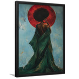 Black Woman Profile Art Print, Textured Black Art, Blue And Emerald Portrait, Framed Art Print, Fine Art Wall Decor