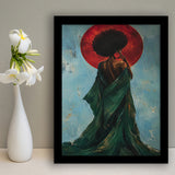 Black Woman Profile Art Print, Textured Black Art, Blue And Emerald Portrait, Framed Art Print, Fine Art Wall Decor