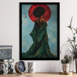 Black Woman Profile Art Print, Textured Black Art, Blue And Emerald Portrait, Framed Art Print, Fine Art Wall Decor