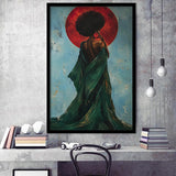 Black Woman Profile Art Print, Textured Black Art, Blue And Emerald Portrait, Framed Art Print, Fine Art Wall Decor