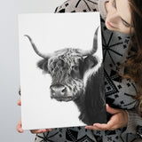 Black And White Baby Highland Cow V2, Canvas Painting, Canvas Prints Wall Art Decor
