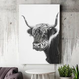 Black And White Baby Highland Cow V2, Canvas Painting, Canvas Prints Wall Art Decor